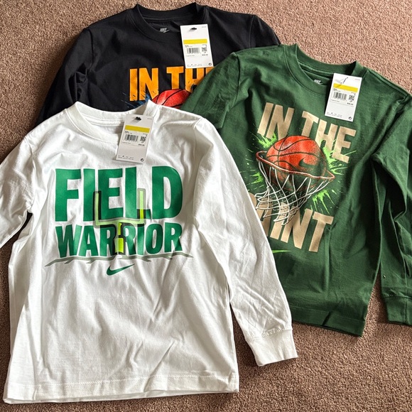 Nike Kids Boys set of 3 long sleeve tshirts small NWT